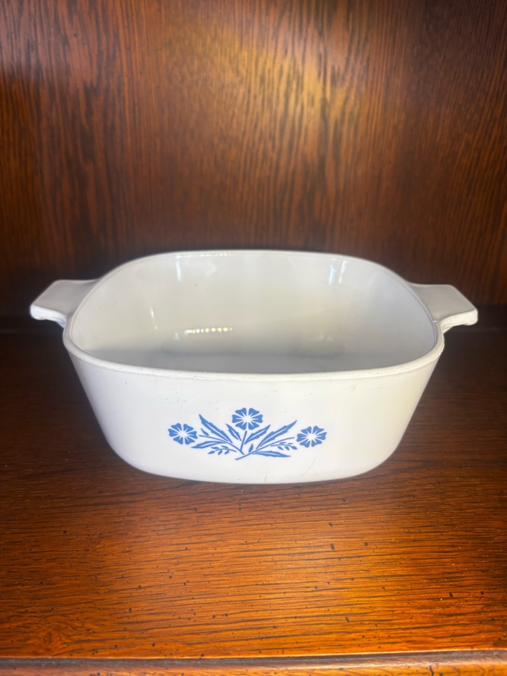 White Ceramic Baking Dish with Blue Floral Design